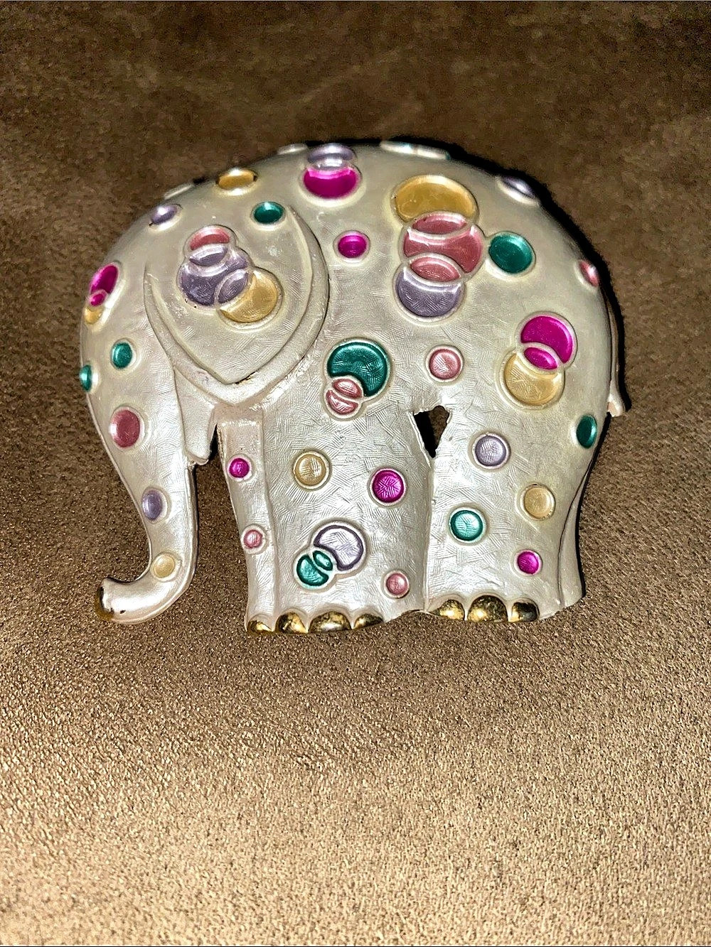 HMS Madeira Creations Pastel Polka Dot Elephant Brooch Elephant Brooch Gold
3”